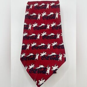 Classic Coca-Cola Red Tie with White Polar Bear Pattern